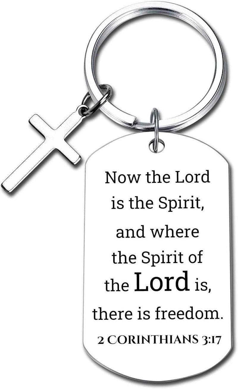 GiftYou Inspirational Scripture Metal Key Chains with Cross Pendant - Bible Verse Keychain Religious Gift for Christian - Image 1